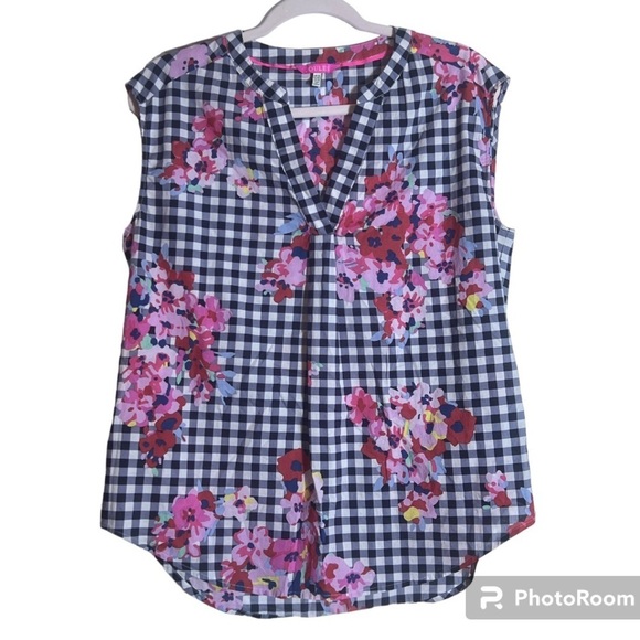 Joules Navy Wallflower Gingham Jae Tank, US 10 - Picture 2 of 7